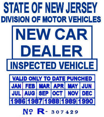 (image for) 00 New Jersey New Car Dealer sticker 1986-1990